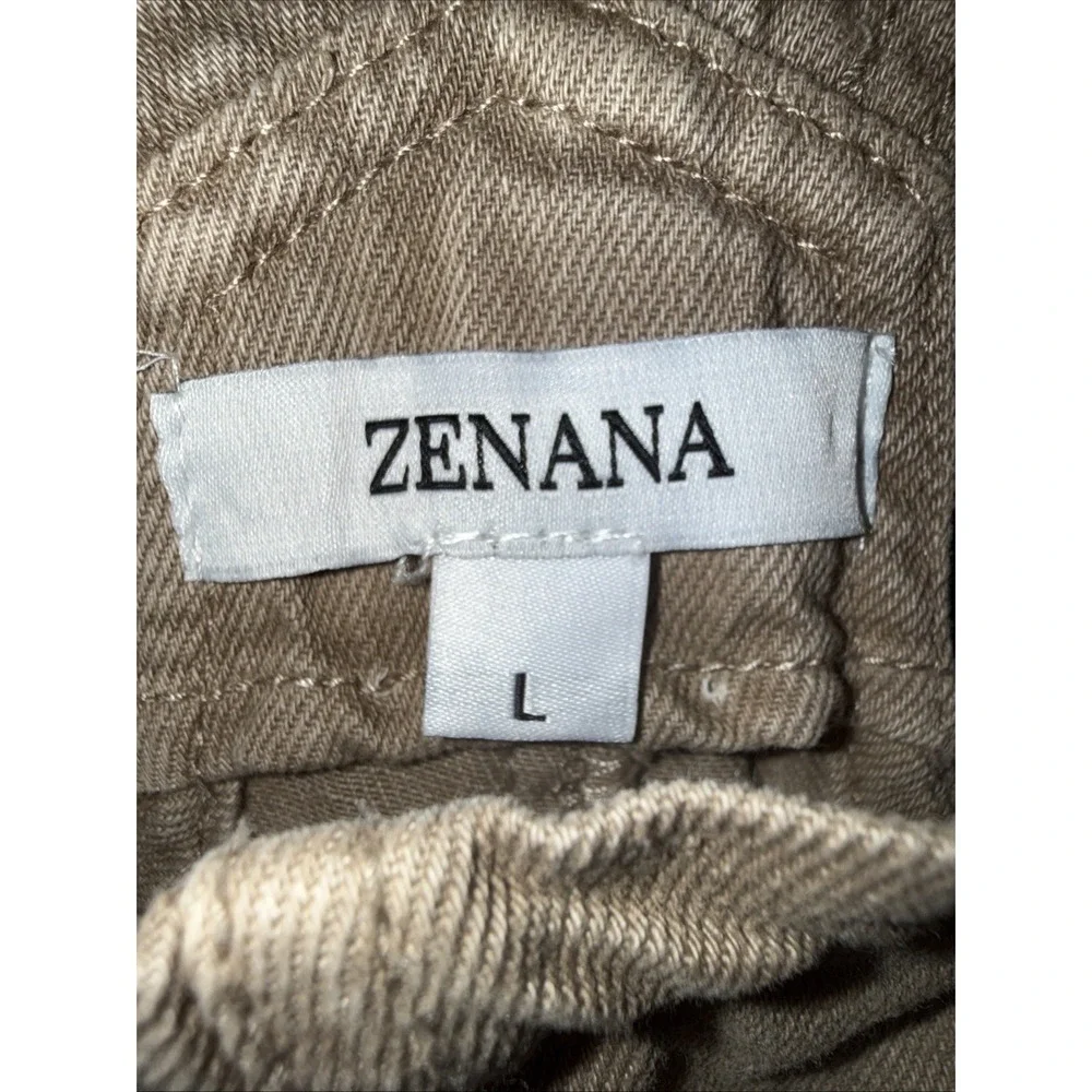 Zenana Niccola Knot Strap Overalls Women's Size Large Camel Tan Wide Leg - Picture 3 of 9